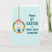 Bunny Floral 1St Easter Card カード (正面)