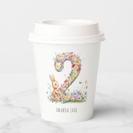 Bunny Floral 2nd Birthday 紙コップ (裏面)