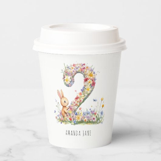 Bunny Floral 2nd Birthday 紙コップ (正面)