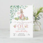 Bunny Floral 4th Birthday Invitation 招待状 (スタンド正面)