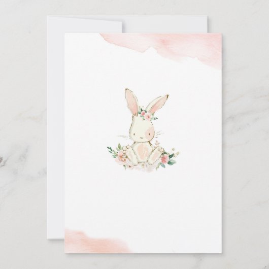 Bunny Floral First Birthday Invitation 招待状 (裏面)