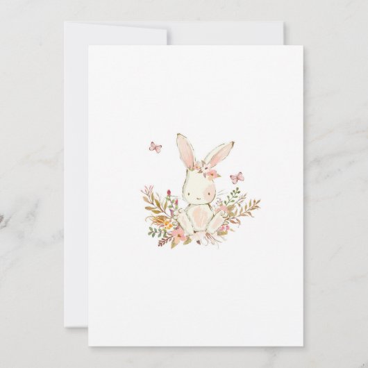 Bunny Floral First Birthday Invitation 招待状 (裏面)