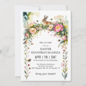 Bunny Floral Garland Easter Eggstravaganza Invite 招待状 (正面)