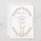 Bunny Floral Hydrangeas Pink Girl Baby Shower 招待状 (正面)