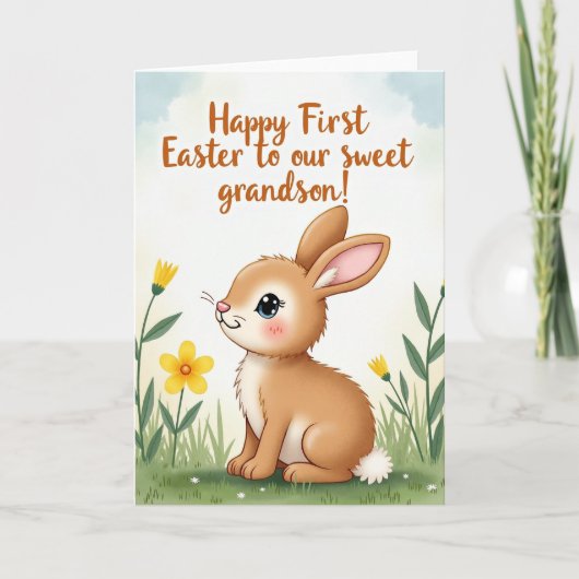 Bunny Flower Easter Card カード (正面)