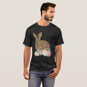 Bunny Flowers Leopard Print Girls Women Happy East Tシャツ (正面フル)
