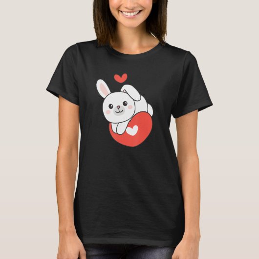 Bunny For Valentine s Day Cute Animals With Hearts Tシャツ (正面)