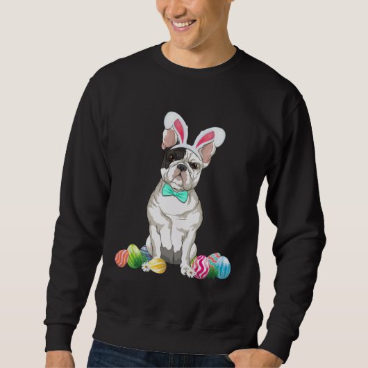 Bunny French Bulldog Easter Happy Easter Dog スウェットシャツ (正面)