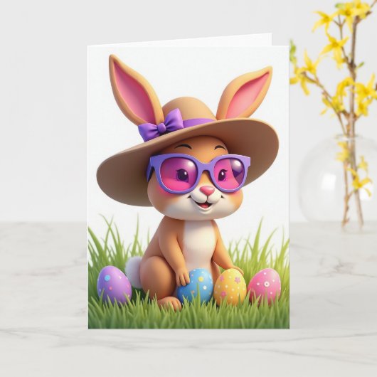 Bunny Friend Springtime Card カード (黄色い花)