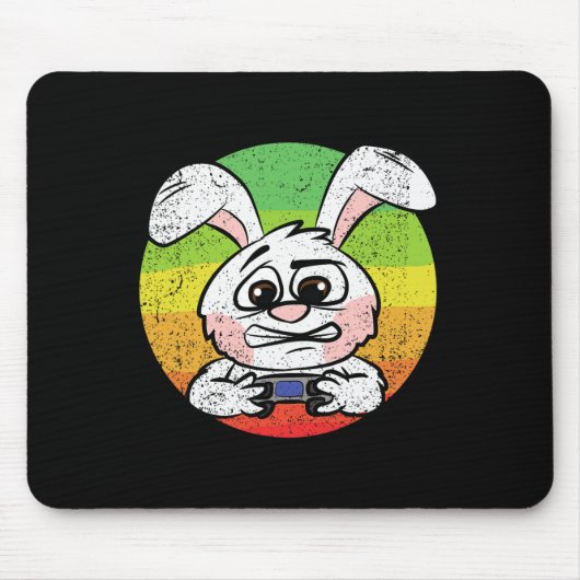Bunny Gaming Easter Egg Hunting Video-game Control マウスパッド (正面)