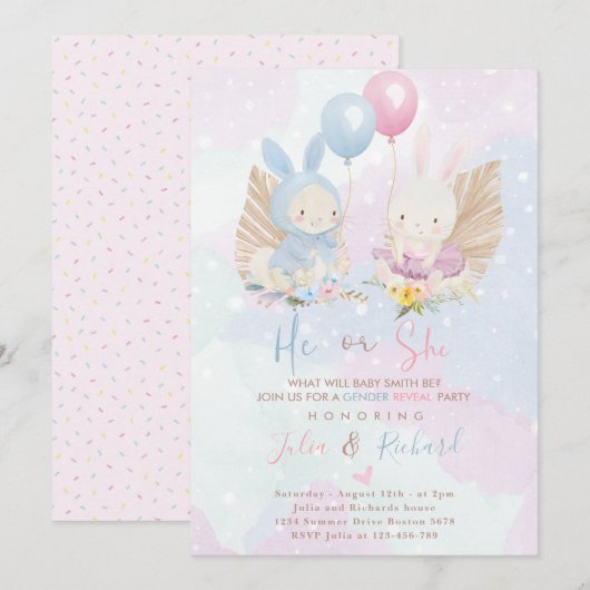 Bunny Gender Reveal招待状 招待状 (正面/裏面)