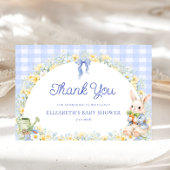 Bunny Gingham Blue Baby Shower Thank You  Card カード