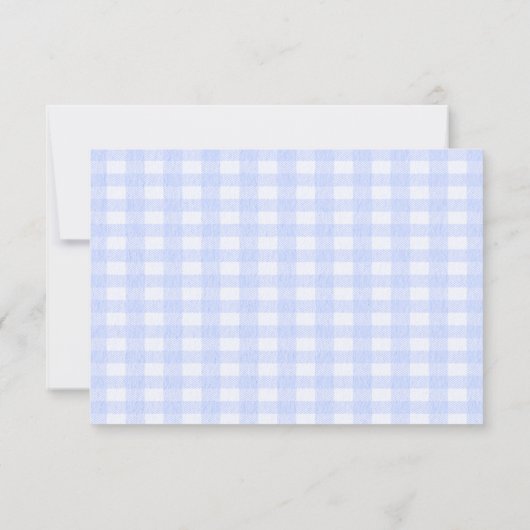 Bunny Gingham Blue Baby Shower Thank You  Card カード (裏面)