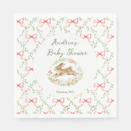 Bunny Girl Floral Pink Bow Baby Shower  スタンダードランチョンナプキン
