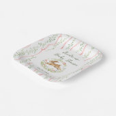 Bunny Girl Floral Pink Bow Baby Shower ペーパープレート (傾斜あり)