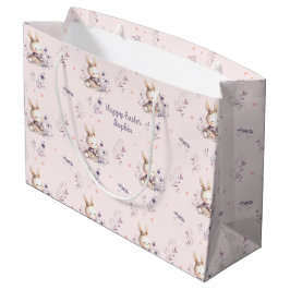 Bunny Girl Personalized Name Pink Purple Easter ラージペーパーバッグ