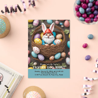 Bunny Gnome in Basket Easter Egg Hunt アクリル招待状