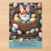 Bunny Gnome in Basket Easter Egg Hunt アクリル招待状 (正面)
