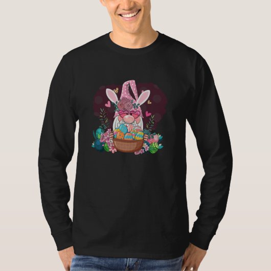Bunny Gnome Rabbit Eggs Hunting Happy Easter Day Tシャツ (正面)