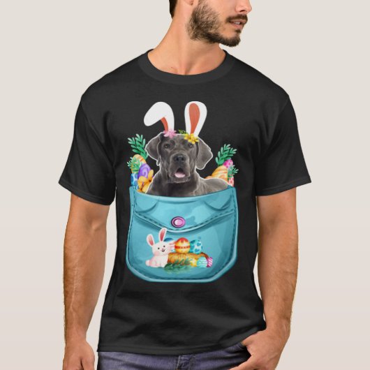 Bunny Great Dane In Pocket Easter Day Eggs Bunny D Tシャツ (正面)