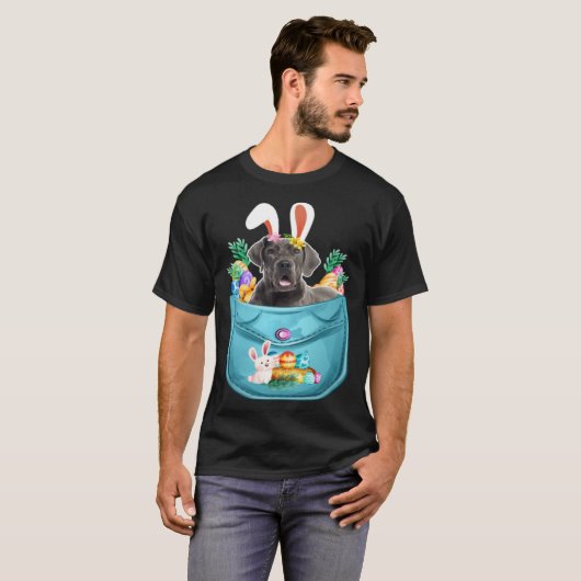 Bunny Great Dane In Pocket Easter Day Eggs Bunny D Tシャツ (正面フル)