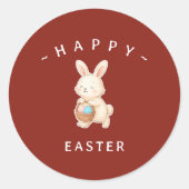 Bunny Happy Easter Round Stickers ラウンドシール (正面)