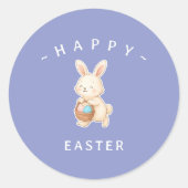 Bunny Happy Easter Round Stickers ラウンドシール (正面)