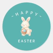 Bunny Happy Easter Round Stickers ラウンドシール (正面)