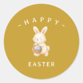 Bunny Happy Easter Round Stickers ラウンドシール (正面)