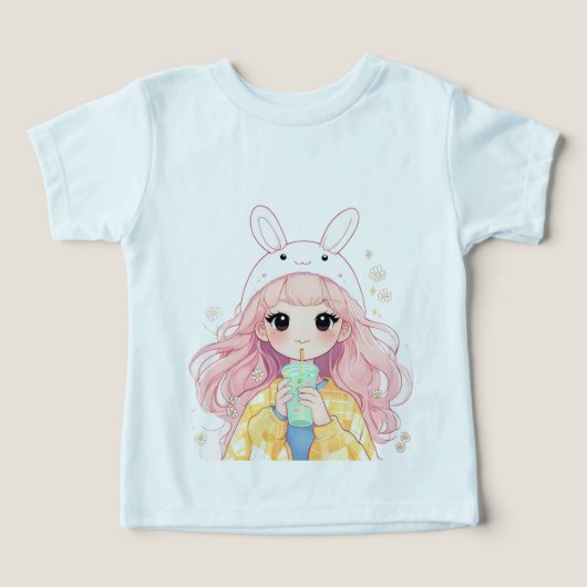 Bunny Hat Cartoon Toddler t-shirt (デザイン正面)