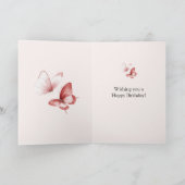 Bunny Heart Balloon Pink Butterflies Birthday カード (内部)