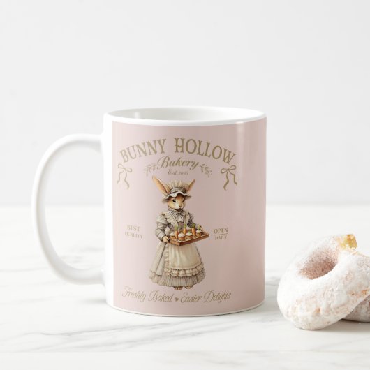 Bunny Hollow Bakery Vintage Easter Rabbit Baker コーヒーマグカップ (ドーナツ)