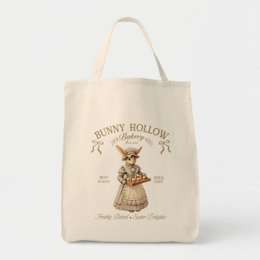 Bunny Hollow Bakery Vintage Easter Rabbit Baker トートバッグ (正面)