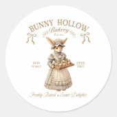 Bunny Hollow Bakery Vintage Easter Rabbit Baker ラウンドシール (正面)