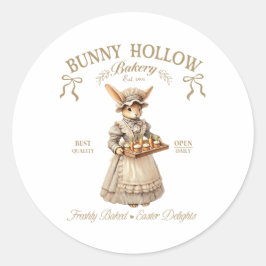 Bunny Hollow Bakery Vintage Easter Rabbit Baker ラウンドシール