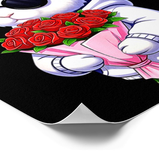 Bunny Hugging Valentine Flower Bunny  ポスター (角)