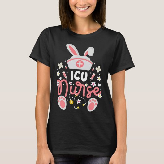 Bunny ICU Nurse Cute Bunny Ears Intensive Care Uni Tシャツ (正面)