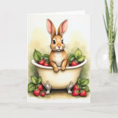 Bunny In A Basin Cute Art Card カード (正面)