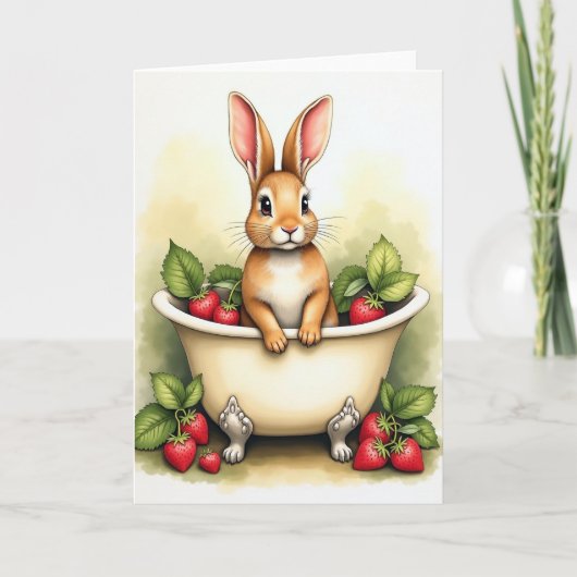 Bunny In A Basin Cute Art Card カード (正面)