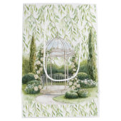 Bunny in Chest Green Leaves Floral Christmas ミディアムペーパーバッグ (裏面)