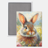 Bunny in Floral Field  マグネット (正面/裏面)