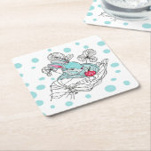 Bunny In Hand Coaster スクエアペーパーコースター (アングル)