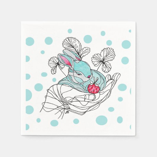 Bunny In Hand Napkin スタンダードカクテルナプキン (正面)
