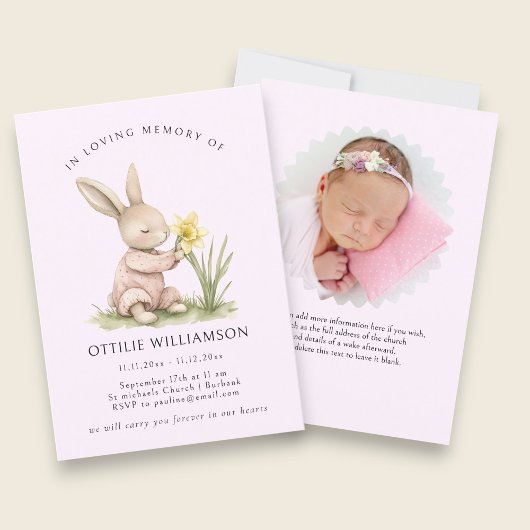 Bunny In Loving Memory Announcement 招待状