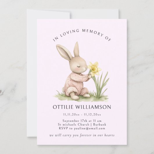 Bunny In Loving Memory Announcement 招待状 (正面)