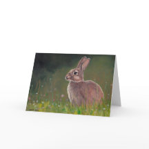 Bunny in the Meadow Animal Art Greeting Card