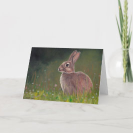 Bunny in the Meadow Animal Art Greeting Card カード