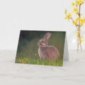 Bunny in the Meadow Animal Art Greeting Card カード (黄色い花)