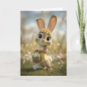 Bunny in Yellow w/ Flower Crown & Easter Basket カード (正面)