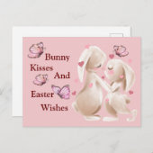 Bunny Kisses And Easter Wishes ポストカード (正面/裏面)